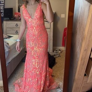 Jovani Coral Sequin Prom Dress